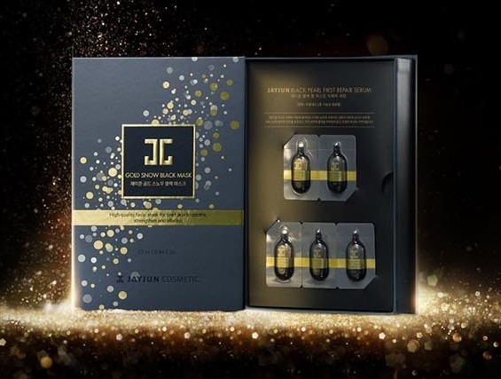 JayJun Омолаживающий курс фольгированных масок и ампул с золотом и черным жемчугом Gold Snow Black Mask, 25мл*5шт