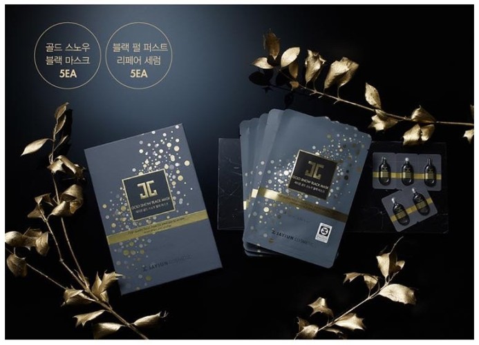 JayJun Омолаживающий курс фольгированных масок и ампул с золотом и черным жемчугом Gold Snow Black Mask, 25мл*5шт