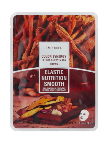 Deoproce Тканевая маска для лица с экстрактом женьшеня и восточных трав Color Synergy Effect Sheet Mask Brown, 20г*10шт