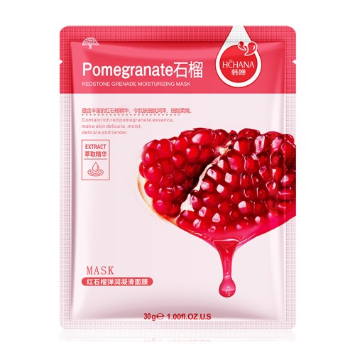 Hchana Тканевая маска с экстрактом граната Pomegranate Redstone Grenade Moisturizing Mask, 30г