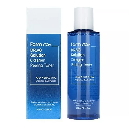 FarmStay Пилинг-тонер для лица с экстрактом коллагена Dr.V8 Solution Collagen Peeling Toner, 210мл