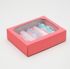Коробка сборная крышка-дно с окном розовая 18х15х5см, 1шт