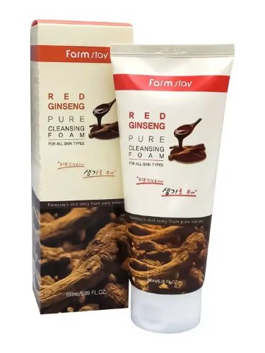 FarmStay Восстанавливающая пенка для лица с экстрактом женьшеня Red Ginseng Pure Cleansing Foam, 180мл
