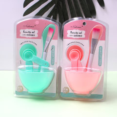 Набор для масок из 6 предметов, чаша+кисть+мерные ложки, цвет микс