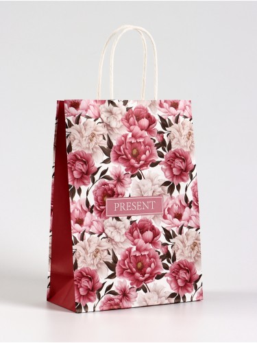 Пакет подарочный "Цветы", 18*8*25см