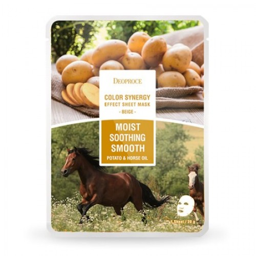 Deoproce Тканевая маска для лица с картофелем и лошадиным конским жиром Color Synergy Effect Sheet Mask Beige, 20г*10шт