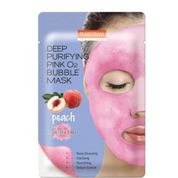 Purederm  Очищающая пузырьковая маска с экстрактом персика Deep Purifying Pink O2 Bubble Mask Peach, 25г 