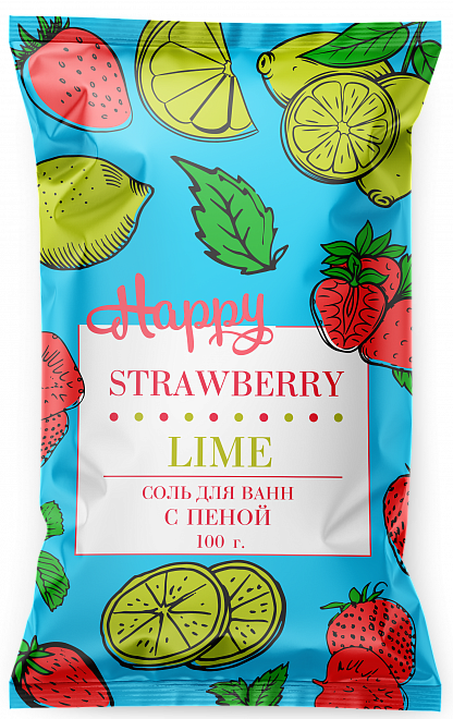 Лаборатория Катрин Соль для ванн с пеной Happy Strawberry & Lime, 100г