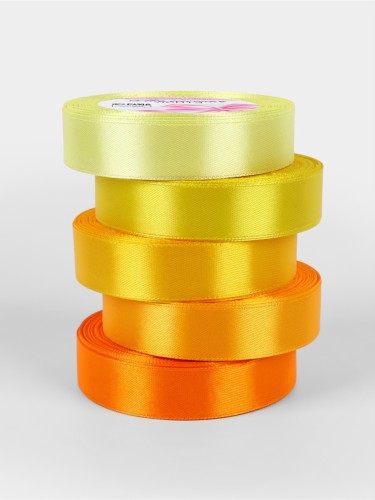 Набор атласных лент спектр желтый, 5шт, 20мм*23±1м 