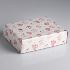 Коробка сборная крышка-дно без окна, "Кружки счастья"18х15х5см, 1шт