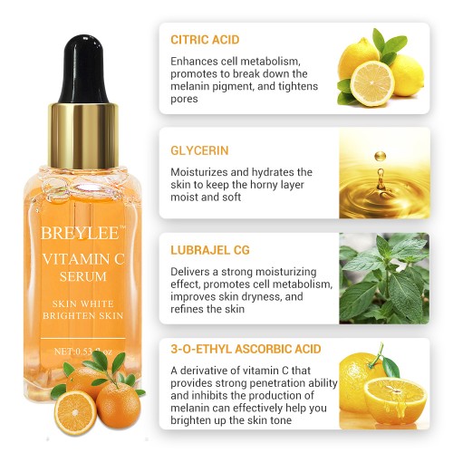 Breylee Осветляющая сыворотка для лица с витамином С Vitamin C Serum Skin White Brighten, 17мл