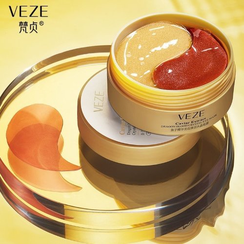 Veze Гидрогелевые патчи для кожи вокруг глаз с экстрактом икры и смолой драконьевого дерева Caviar Extract Dragon Blood Crystal Eye Mask, 60 шт (30 пар)
