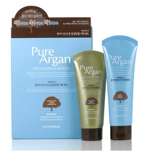 Welcos Набор для лица пилинг-гель + пенка для умывания  Pure Argan Tone Up Peeling Gel Special Set, 120г + 80г