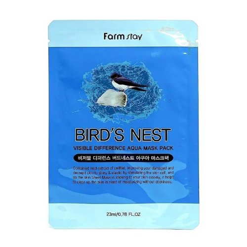 FarmStay Тканевая маска для лица с экстрактом ласточкиного гнезда Visible Difference Mask Sheet Bird'S Nest Aqua, 23мл*10шт