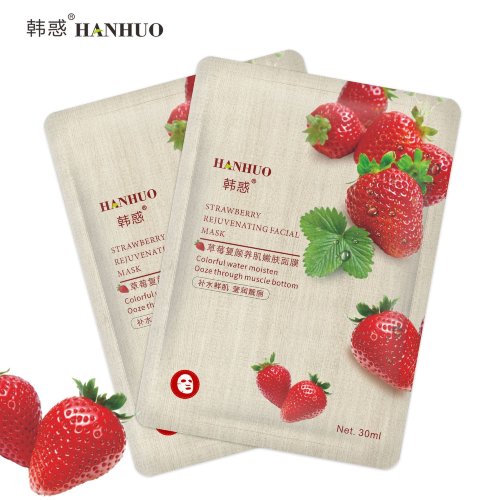 Hanhuo Тканевая маска для лица с экстратом клубники Strawberry Rejuvenating Facial Mask, 30мл