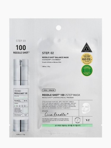 VT Cosmetics Двухфазная маска с микроиглами (спикулами) и центеллой азиатской, Reedle Shot 100 2 Step Mask, 1шт