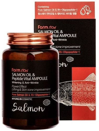 FarmStay Ампульная сыворотка с пептидами и маслом лосося Salmon Oil & Peptide Vital Ampoule, 250 мл