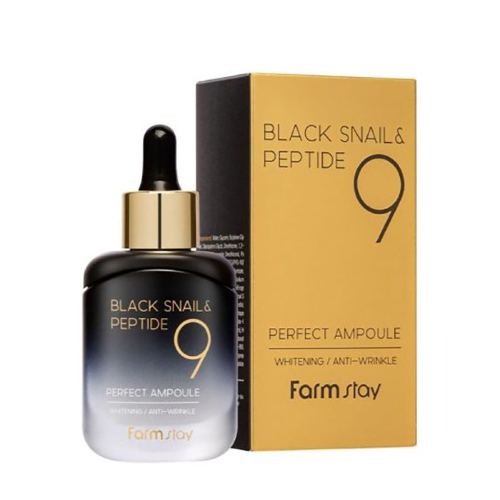 FarmStay Омолаживающая ампульная сыворотка для лица с комплексом из 9 пептидов Black Snail & Peptide 9 Perfect Ampoule, 35мл