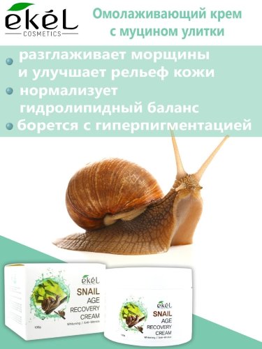 Ekel Крем для лица с муцином улитки Snail Age Recovery Cream, 100г