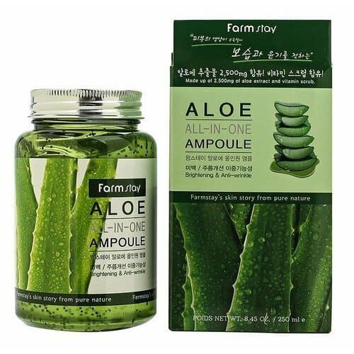 FarmStay Ампульная сыворотка для лица с экстрактом алоэ All-In-One Ampoule Aloe, 250мл 
