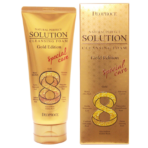 Deoproce Пенка для умывания с экстрактом трав и золотом Natural Perfect Solution Cleansing Foam Gold, 170г