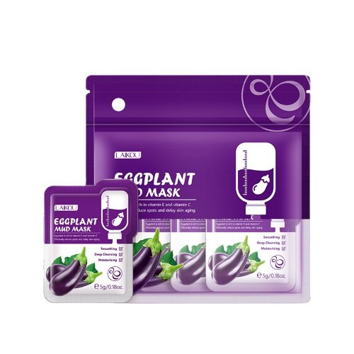 Laikou Глиняная маска для лица с экстрактом баклажана Eggplant Mud Mask, 5г*12шт