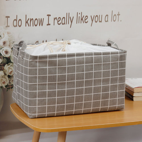 Корзина для хранения тканевая, серая клетка