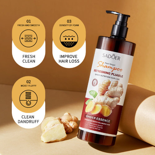 Sadoer Увлажняющий шампунь для волос с экстрактом имбиря Shampoo Refreshing Pliable Ginger Nutrition Hair Care, 500мл
