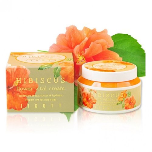 Jigott Питательный крем для лица с экстрактом гибискуса Hibiscus Flower Vital Cream, 100мл