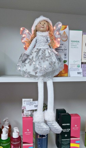 Фея в серебряном цвете со светящимися крыльями, 1шт