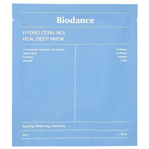 Biodance Ночная питательная гидрогелевая маска с церамидами Hydro Cera-Nol Real Deep Mask, 34г