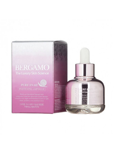 Bergamo Восстанавливающая сыворотка для лица с улиточным муцином Whitening Ampoule Pure Snail, 30мл