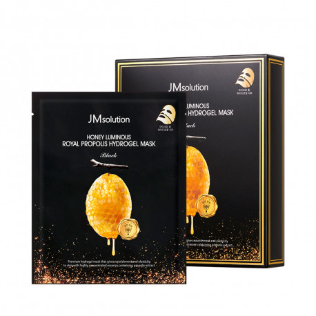 JMsolution Тканевая маска для лица с прополисом Honey Luminous Royal Propolis Hydrogel Mask Black, 30мл*10шт