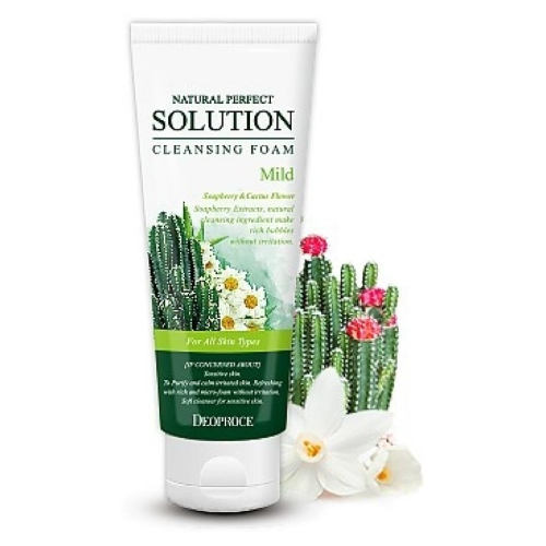 Deoproce Пенка для умывания с кактусом Natural Perfect Solution Cleansing Foam Mild, 170мл