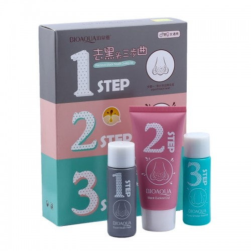 BioAqua Трехступенчатая система очистки пор от черных точек Remove Blackheads Pores 35мл*60г*35мл