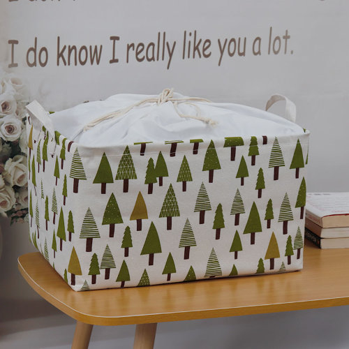 Корзина для хранения тканевая, елки