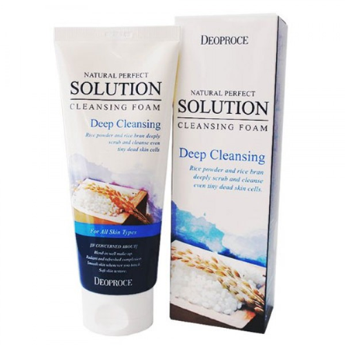 Deoproce Пенка для умывания с рисовой пудрой Natural Perfect Solution Cleansing Foam Deep Cleansing, 170мл