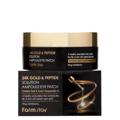 FARMSTAY 24K Gold & Peptide Perfect Ampoule Eye Patch Патчи гидрогелевые с золотом и пептидами, 60 шт
