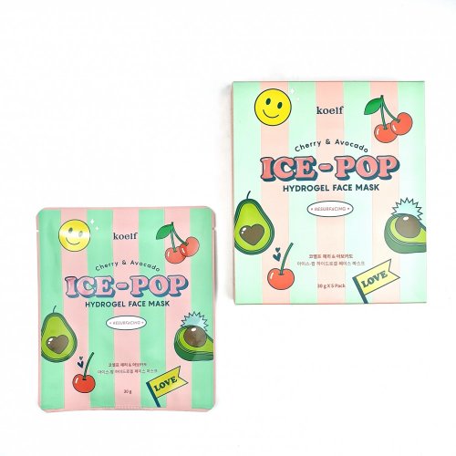 Koelf Гидрогелевая маска для лица с вишней и авокадо Cherry & Avocado Ice-Pop Hydrogel Face Mask 30г*5шт