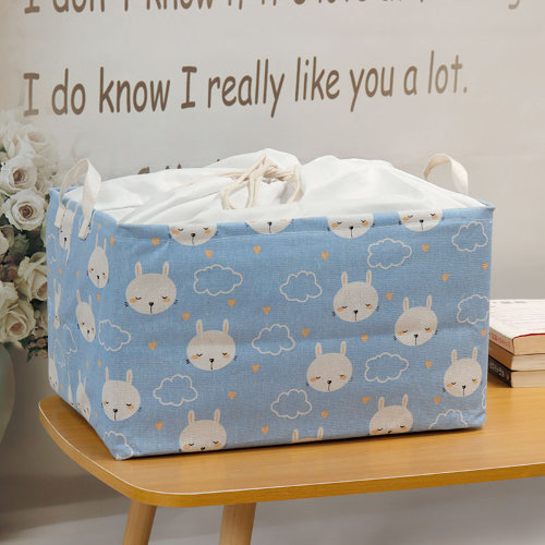 Корзина для хранения тканевая, голубая