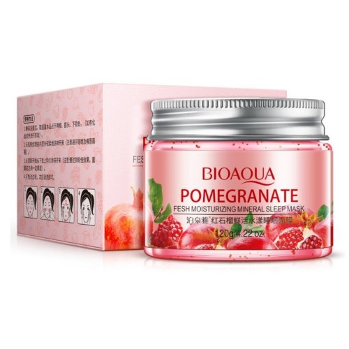 BioAqua Ночная маска для лица с экстрактом граната Pomegranate Fresh Moisturizing Mineral Sleep Mask, 120г