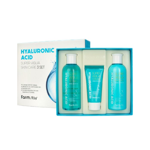 FarmStay Набор средств для ухода с гиалуроновой кислотой Hyaluronic Acid Super Aqua Skin Care 3 Set, 200 мл + 200 мл + 50 мл