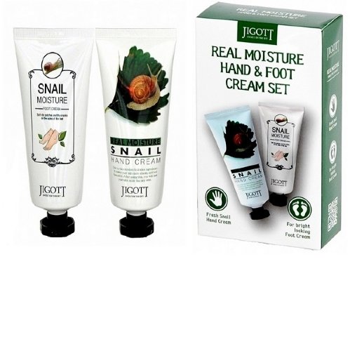 Jigott Набор кремов для рук и ног с экстрактом слизи улитки Real Moisture Hand & Foot Cream Set, 2шт*100мл 