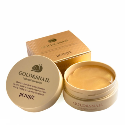 Petitfee Гидрогелевые патчи для век с содержанием частиц 24-каратного золота и муцином улитки Gold Hydrogel Eye Patch, 60шт