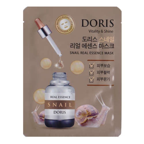 Jigott (Doris) Тканевая маска для лица с улиточным муцином Snail Real Essence Mask, 25мл