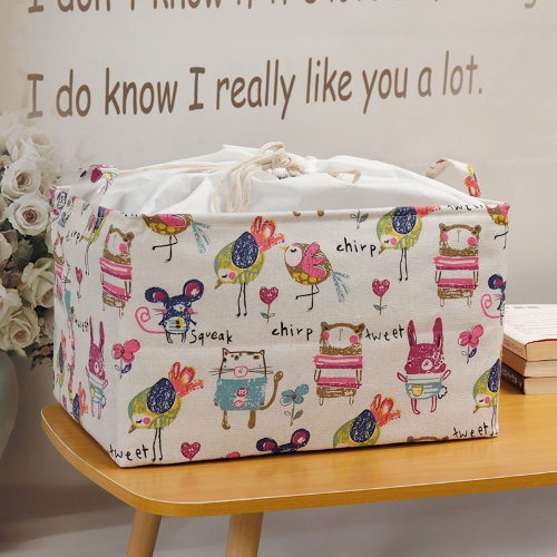 Корзина для хранения тканевая, разноцветные зверюшки