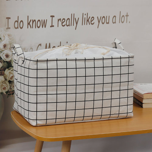 Корзина для хранения тканевая, белая клетка