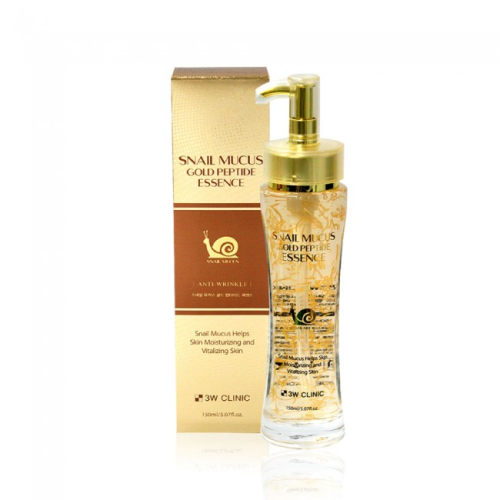3W Clinic Пептидная эссенция с золотом и муцином улитки Snail Mucus Gold Peptide Essence, 150мл