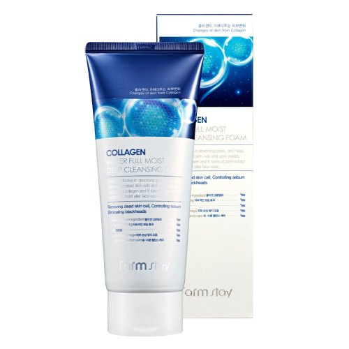 FarmStay Увлажняющая очищающая пенка с коллагеном Collagen Water Full Moist Deep Cleansing Foam, 180мл
