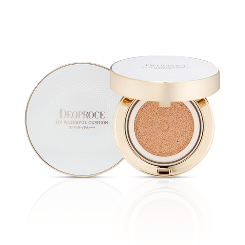 Deoproce Крем-пудра для лица со сменным блоком UV Waterful Cushion SPF50/PA+++ №21 Light Beige, 14г